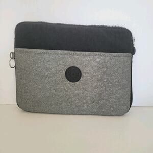 Kipling 10x8 Tablet Protectiv Case Sleeve Pouch Padded Bag Zip Gray Black Nylon
